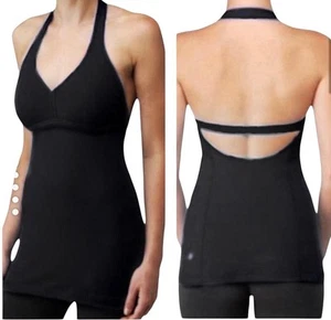 Lululemon Hip Halter Tank Top Womens Size 8 Black Pullover Stretch Athletic Gym - Picture 1 of 14