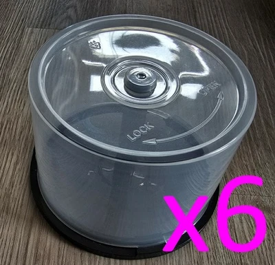 6x 50-disc capacity clear plastic cakebox / spindle-tub for CD/DVD - Image 1 of 4