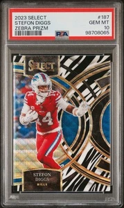 2023 Panini Select - Premier Level Zebra Prizm #187 Stefon Diggs POP 3 - Picture 1 of 3