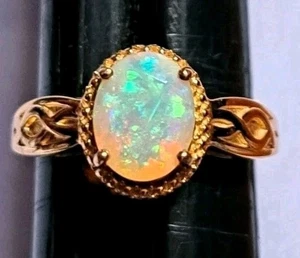 Atemberaubender äthiopischer Welo Feueropal Gold über 925 Sterlingsilber Ringgröße 7 - Bild 1 von 20