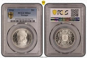 Portugal 1916 50 Centavos PCGS MS-64 - Picture 1 of 3