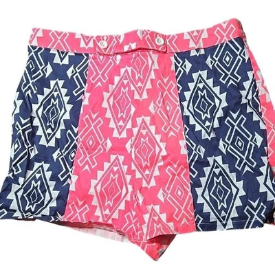 Pantalones Cortos Flying Tomato Cintura Alta Estampado, Blanco/Rosa/Azul, Mujer Talla Grande Foto 1 de 4