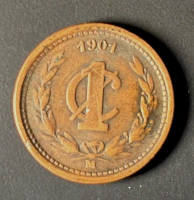 1901M México 1 Centavo; MONEDA COBRE; Excelente Estado Foto 1 de 2