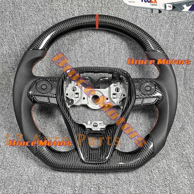 Carbon fiber leather red strip steering wheel for 2018-2024 Toyota Corolla RAV4 - Imagem 1 de 4