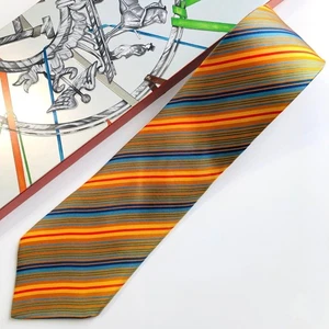 HERMES Tie Stripe Pattern Orange - Picture 1 of 9