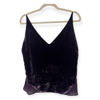 J Brand Camisole Womens M Purple Velvet Silk Deep V Neck Dark Fairy Whimsigoth - Image 1 of 4