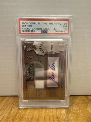 Donruss Timeless Treasures Home Road Triple Relics 2005 automático/25 Jim Rice PSA 7 Foto 1 de 4
