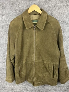 Vintage Tom James Olive Green Leather Mens Jacket Size Medium - Picture 1 of 8