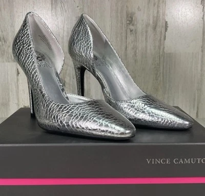 Vince Camuto Faiva Silver Embossed Pump 3.5” Heel US 6.5 EU 37 - Image 1 of 4