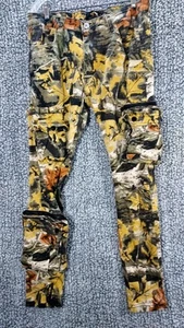 Kleep Kanta Men's Yellow Camo Cargo Jeans Stretch Denim Skinny - Picture 1 of 16