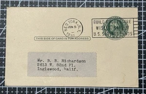 USA 1951 1¢ Washington Double Reply Card Used w/ Architecture Ad - Picture 1 of 3