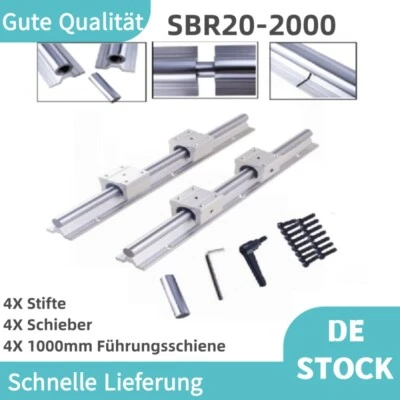 SBR20 Verbinden Linearführung 2000mm Gleitschiene Welle SBR20UU Gleitblock CNC - Bild 1 von 4