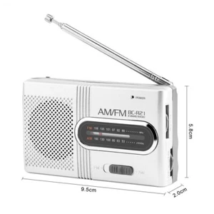 Mini Pocket Travel Portable Slim AM FM Radio Speaker Antenna Battery Operated - Picture 1 of 9