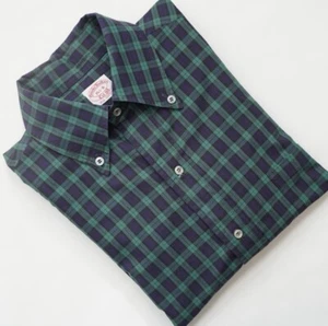 50s Six Button Vintage Brooks Brothers Black Watch Tartan Shirt 15.5 OCBD USA - Picture 1 of 10