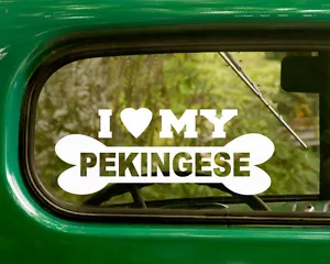 2 I LOVE MY PEKINESE DOG BREED STICKERs Decal Car Bumper Rv Window Truck Laptop - Bild 1 von 1