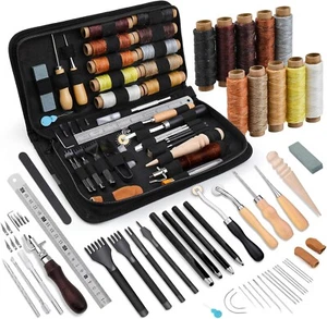 Leather Working Tools Craft Kit Repair Waxed Thread Stitching Punch Sewing Craft - Picture 1 of 8