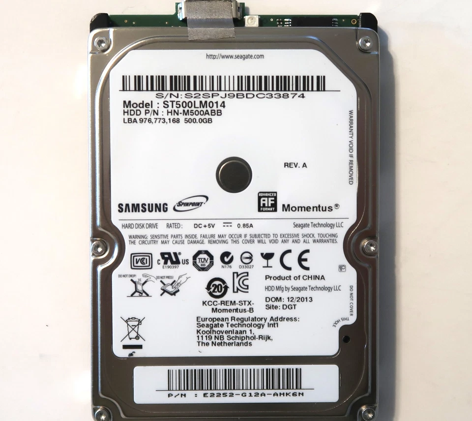 Samsung ST500LM014 HN-M500ABB PN:E2252-G12A-A DGT China Rev A 500gb USB (S2SP) - Image 1 of 1