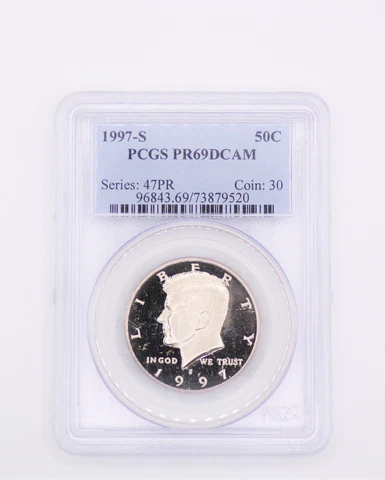 1997-S Kennedy Half Dollar PCGS PR69DCAM Proof 69 FREE SHIPPING Cover