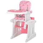 3-in-1 Convertible Baby High Chair Booster Seat w/ Removable Tray Pink HOMCOM
