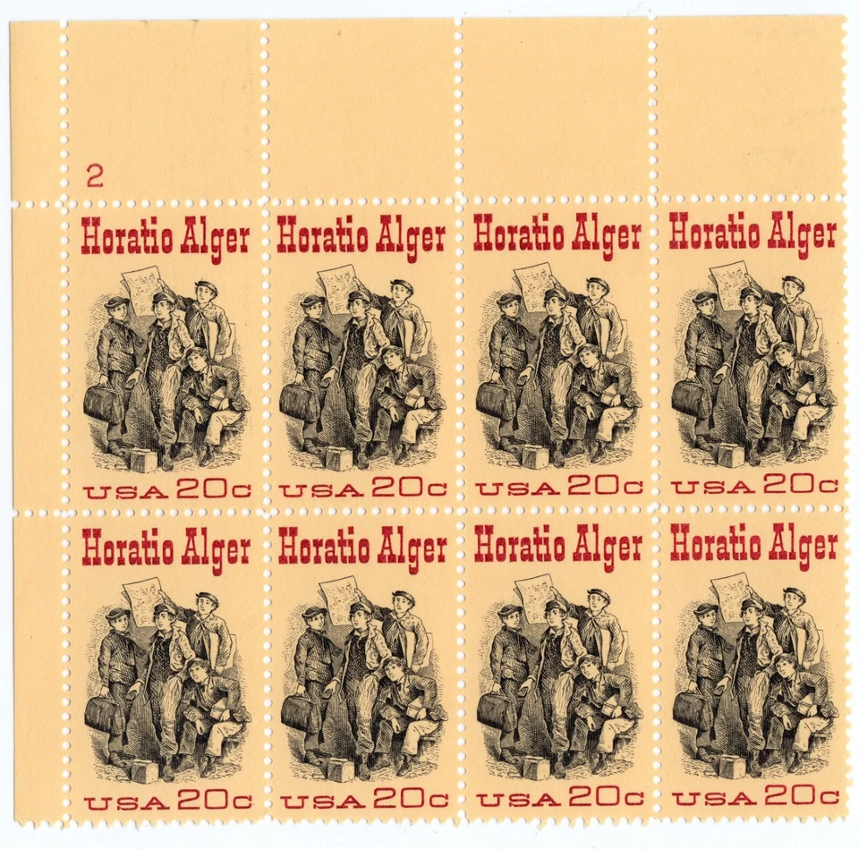 Scott #2010 Horatio Alger Plate Block of 8 Stamps - MNH P#2 UL - Image 1 of 1
