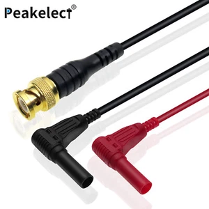 BNC Male Gold Plated to Dual Right Angle Insulated Banana Plug Test Lead Wire - Picture 1 of 6