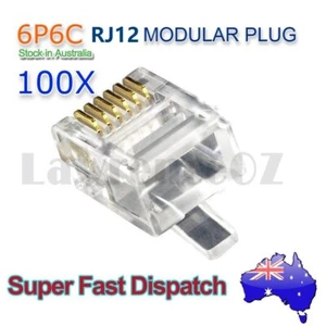 100X Conector RJ12 Enchufe Modular Enchapado en Oro Engarce Teléfono 6P6C Red ADSL - Imagen 1 de 1