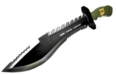 Massive Marine USMC Black Kukri Bowie Combat Fighter Survival Knife w/Sheath New - Image 1 of 3