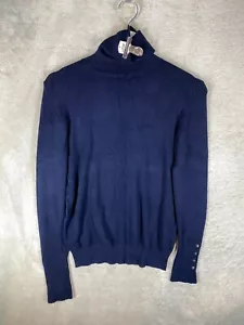 ZARA Casual Knit Pullover Jumper Size M Womens Navy Long Sleeve - Picture 1 of 10