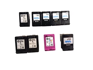 9 leere Patronen für HP 63 & 67 schwarz und Color Tinte zum Nachfüllen (nie wiederbefüllt) - Bild 1 von 5