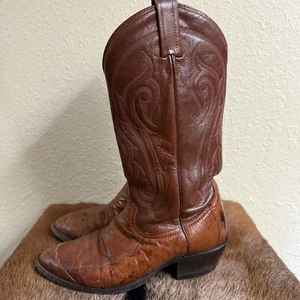 Tony Lama CZ906 Mens 9D Peanut Brittle 4-Piece Ostrich Cowboy Western Made USA - Picture 1 of 8