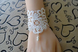 Pulsera/pulsera de encaje blanco. De colección-retro-gótico-boda. Collar/gargantilla. B100 - Imagen 1 de 6