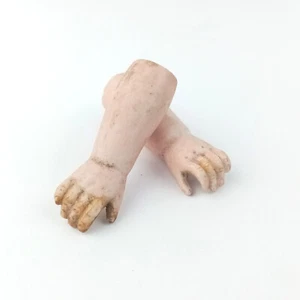 Antique doll lower arms, porcelain, 2.4", to glue on, marked "1", Germany - Picture 1 of 5
