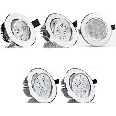 9W 15W 21W Dimmable Recessed LED Ceiling Down Light Spotlight Lamp Round Silver - Image 1 of 4