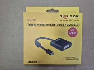 DELOCK Adapter Mini DisplayPort 1.2 Stecker auf DVI Buchse 4K aktiv schwarz - Bild 1 von 2