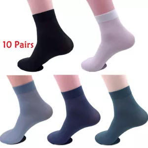 10 Pairs Men Socks Bamboo Fiber Elastic Ultra-thin Silky Soft Silk Stockings я - Picture 1 of 19