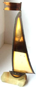Retro 1970s De Mott Sailboat Brass & Onyx - Picture 1 of 6