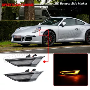 Clear LED Side Marker Lights For Porsche 911 991 Carrera 981 Cayman Boxster 718 - Picture 1 of 8