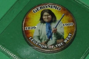 GERONIMO, LEGENDS OF WEST colorierte Kennedy Half Dollar Gedenkmünze - Bild 1 von 2