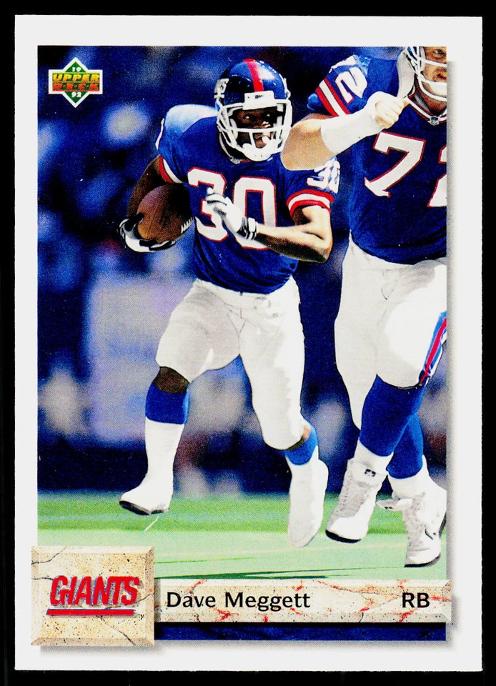 Dave Meggett, 1992 Upper Deck Football Card, #265, New York Giants, - Image 1 of 2