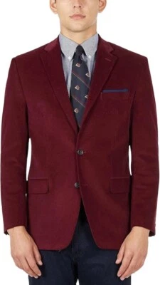 Abrigo deportivo de pana con parche en el codo de ajuste clásico carmesí Lauren Ralph Lauren para hombre, 38S Foto 1 de 4