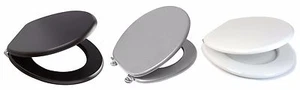 Soft Closing WC-Sitz Deckel Schwarz Weiß Silber Chrom Scharniere Bad WC - Bild 1 von 5
