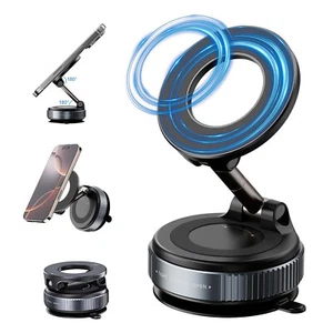 Foldable Vacuum Suction Cup Magnetic Car Phone Holder Mount Adjustable Angle - Picture 1 of 14