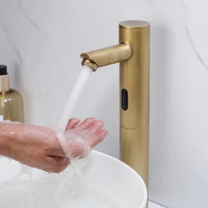 Rubinetto lavandino bagno rubinetto sensore manuale automatico ottone antico - Foto 1 di 11