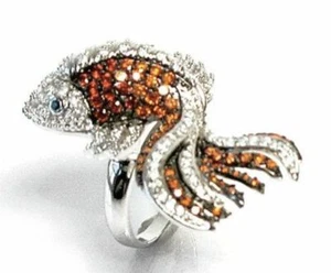 Noir Fish Ring CZ Pave size 5 - Picture 1 of 3