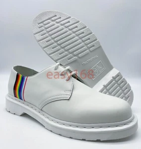 Neu Dr. Martens 27522 Größe 11 Herren Pride Derby Regenbogen Weiß Leder Schuhe - Bild 1 von 12