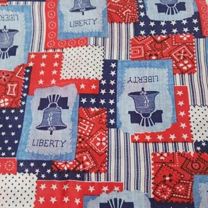 Tela patriótica americana vintage de algodón Liberty Bell - Imagen 1 de 3