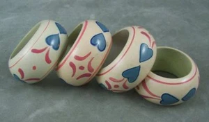 Napkin Rings Pennsylvania Dutch Hearts Four Fun Pastels - Picture 1 of 1
