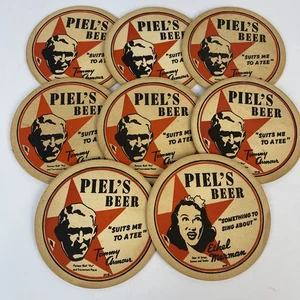 Vintage Piels Beer Cardboad Coasters Lot Of 8 Tommy Armour Ethel Merman Piels - Picture 1 of 8