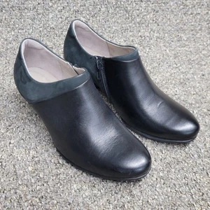 Ecco Women's Sculptured 45 Ankle Black  Leather  Boots Side Zip Size 36 - Picture 1 of 24