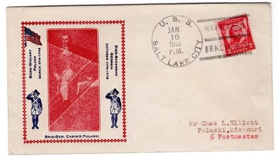 #690 Pulaski 1931 FDC - C.L. Elliott Unofficial U.S.S. Salt Lake City Navy CCL - Image 1 of 2